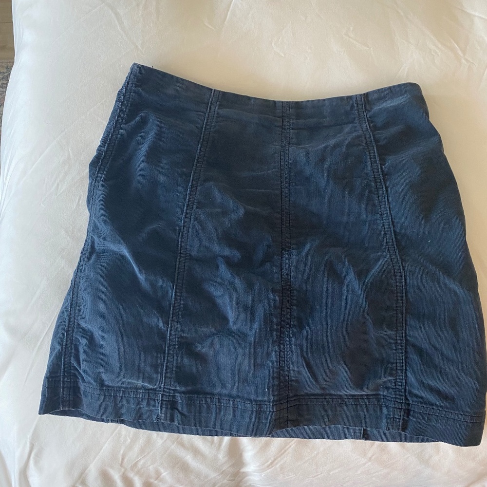 Free People Corduroy Mini Skirt, Color: Navy Blue, Size: 10